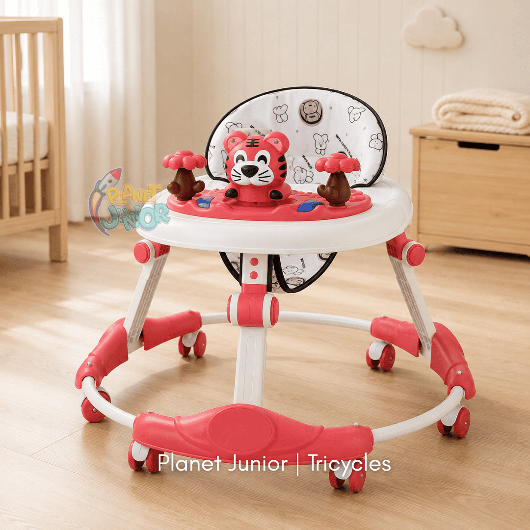 Tiger-Themed Foldable Baby Walker with Activity Toys