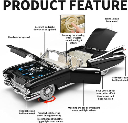 1959 Cadillac Eldorado pull-back alloy toy car with opening doors lights sound