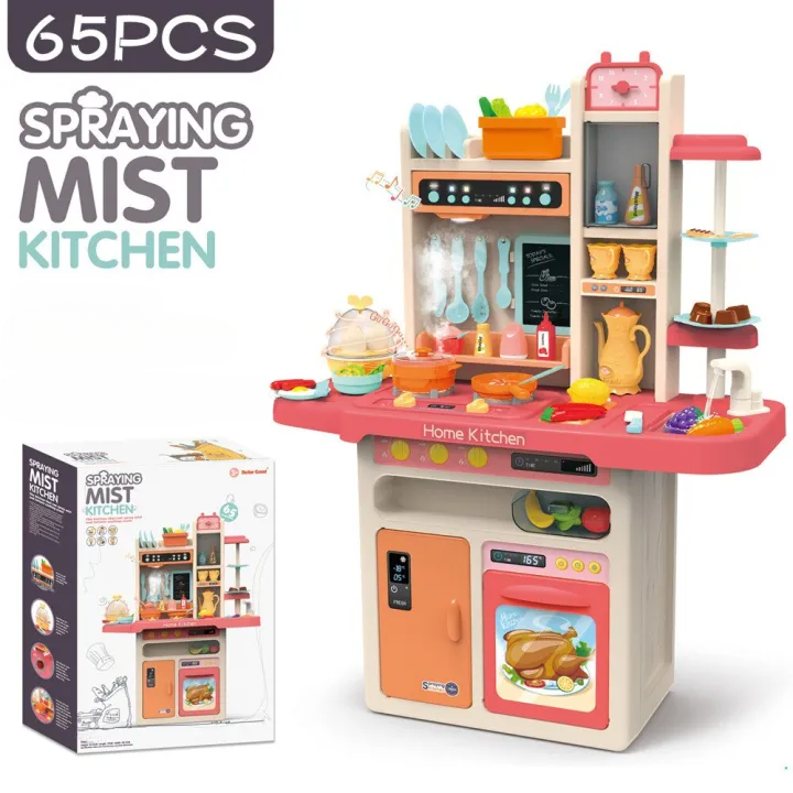 65-Piece Spraying Mist Kitchen Set with Lights, Sound &amp; Real Water Tap