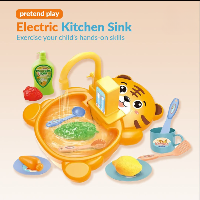Kids Kitchen Sink Toy Set - electric dishwasher play kit front view