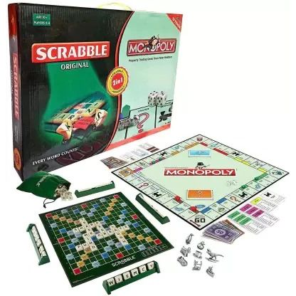 Scrabble & Monopoly 2-in-1 Board Games for Family Game Night