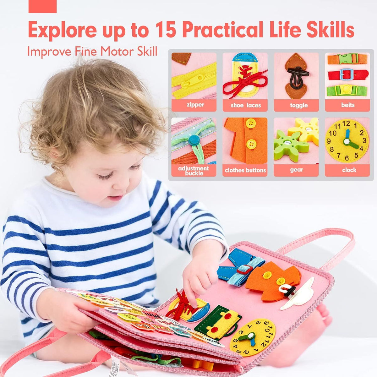 Montessori Busy Book for Toddlers – 4 Interactive Learning Pages