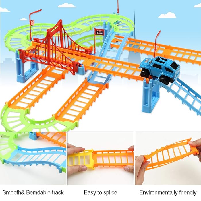 Rapid Variety Railway Racing Track Playset with SUV Toy Cars