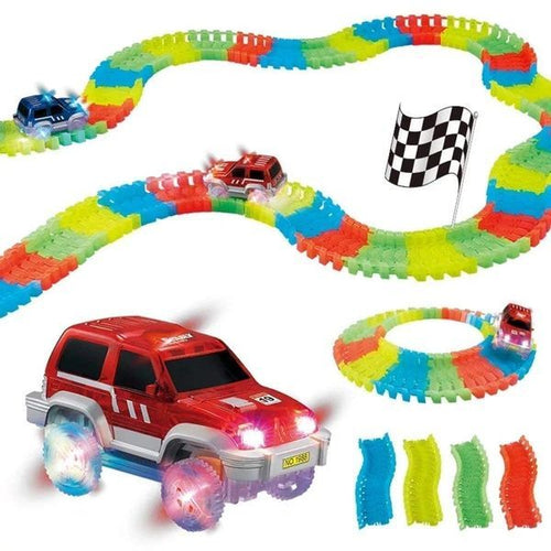 220 Pieces Glow in the Dark Race Track Set with LED Racing Car