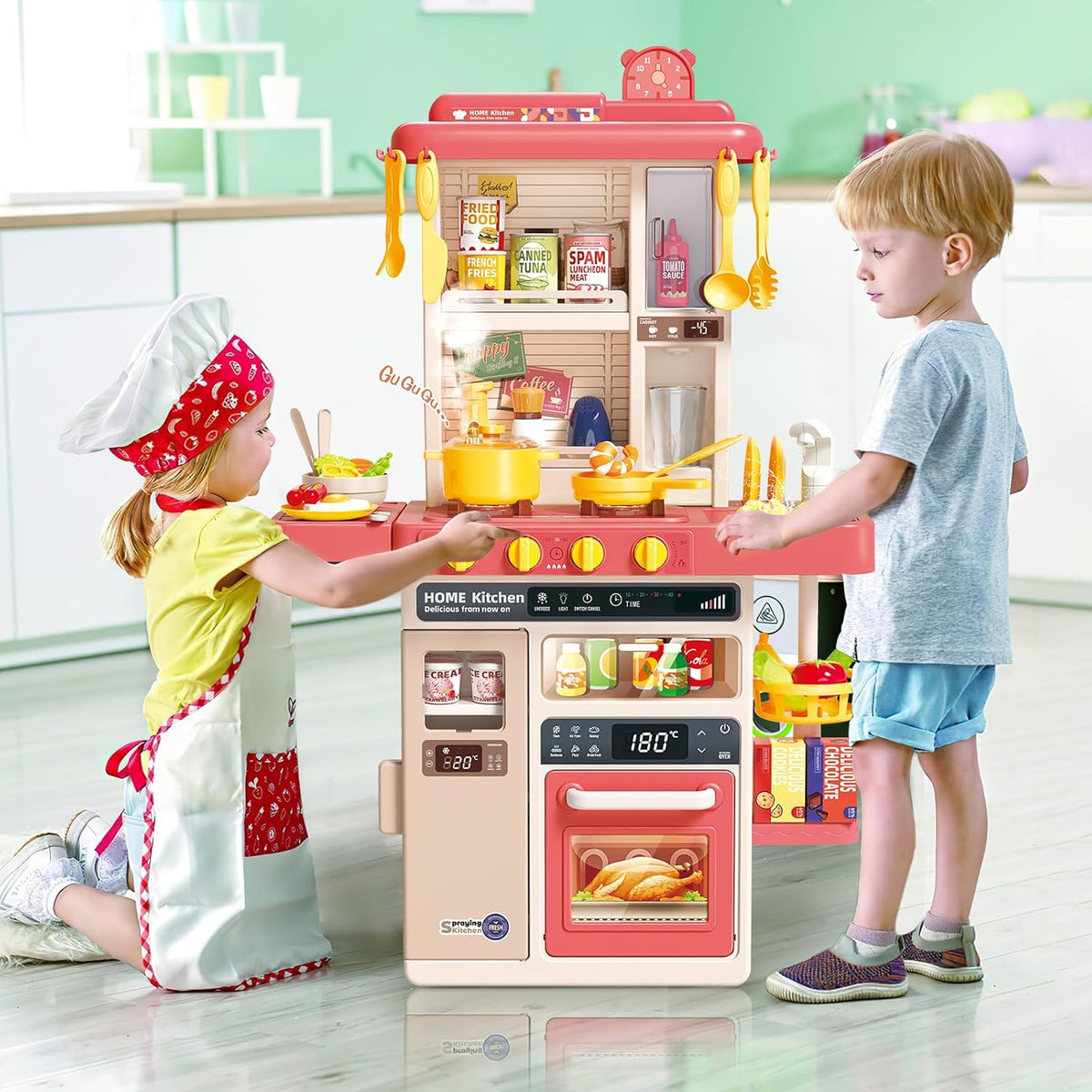 Play Kitchen Set – 50 Pcs Spray Kitchen Kit with Lights &amp; Sound
