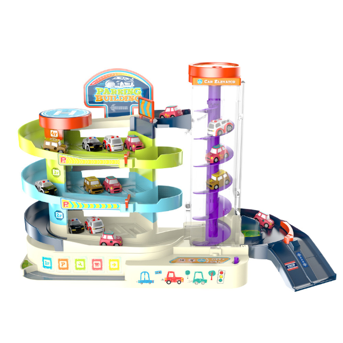 Multi-Level Parking Garage Toy with Elevator & Ramps for Kids