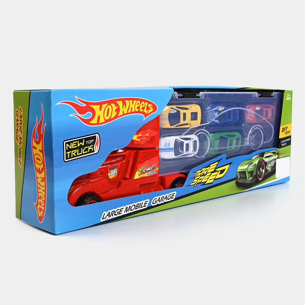 Hot Wheels Mobile Garage Transport Truck with 6-Car Storage