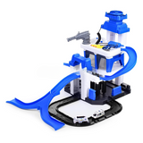Alloy Police Car Multi-Level Parking Lot Playset for Kids