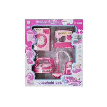 Household happy family kids play set front view