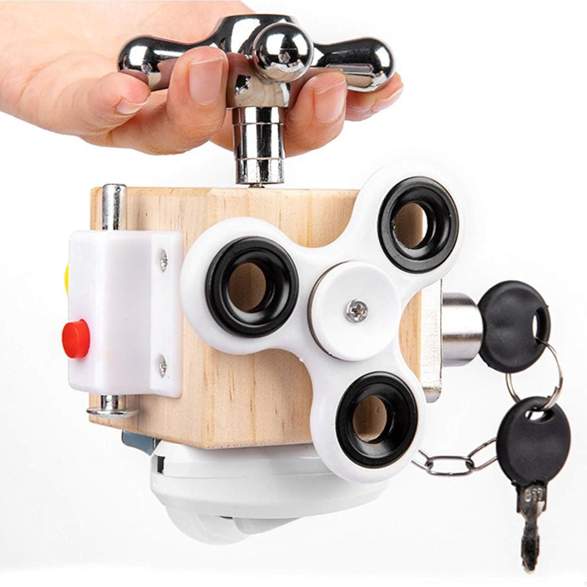 Wooden Busy Cube Sensory Fidget Toy for Toddlers