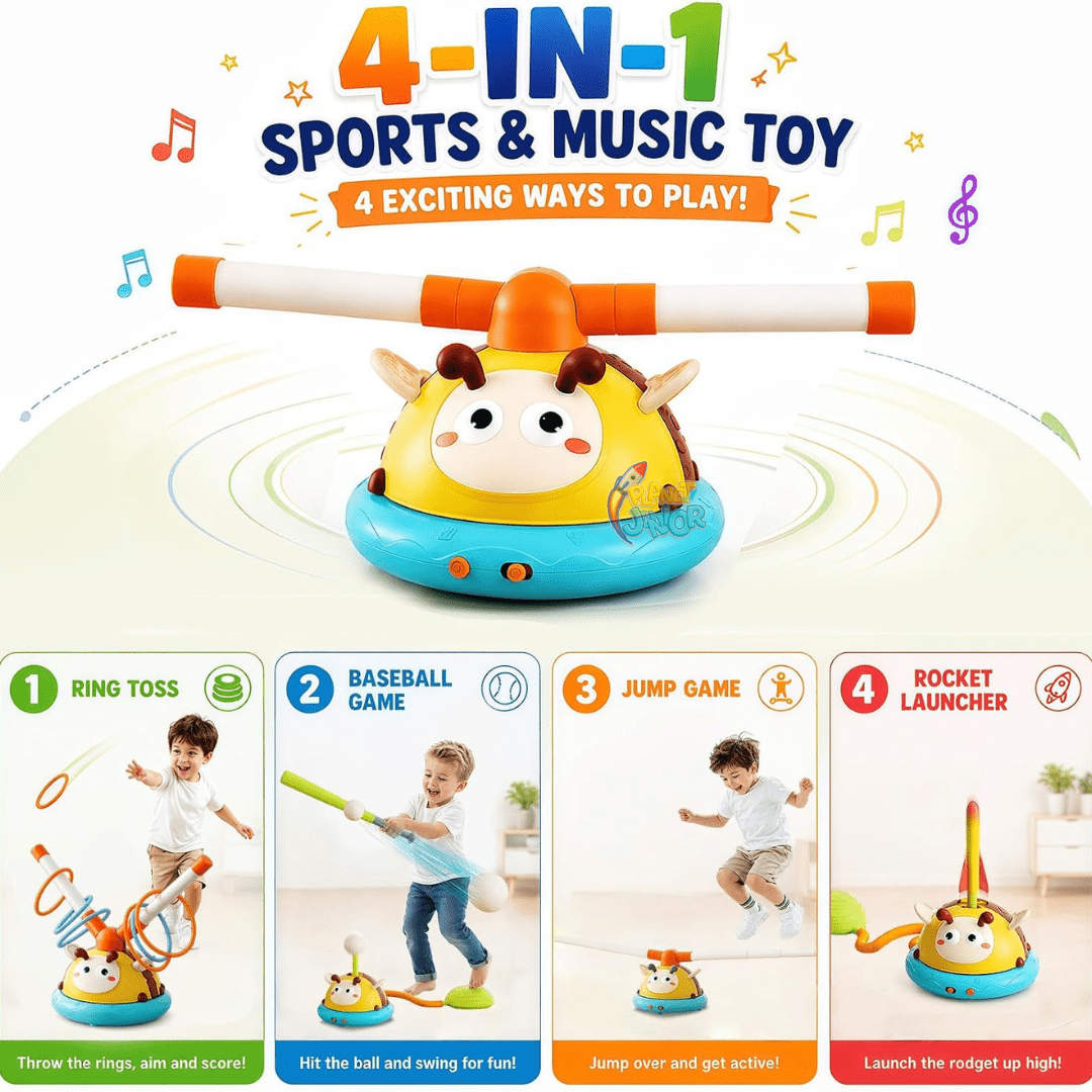 Bee 4-in-1 Rocket Launcher, Balance & Catching Activity Game for Kids