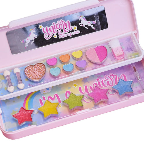 Kids Makeup & Stationery Box – 2-in-1 Pencil Case with Eyeshadow Set