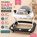 Foldable Baby Learning Walker with Steering-Wheel Activity Tray