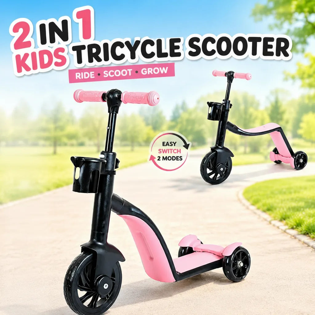 2-in-1 Kids Tricycle Scooter Convertible Balance Bike for Children