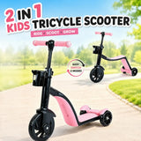 2-in-1 Kids Tricycle Scooter Convertible Balance Bike for Children