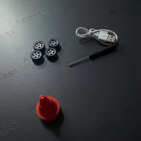 RC Drift Car accessories – spare wheels, USB charging cable and screwdriver