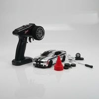 RC Drift Car in Silver Chrome – full kit with remote, spare wheels and USB cable