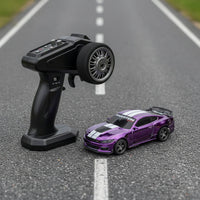 Purple RC Drift Car with 2.4GHz remote control on track