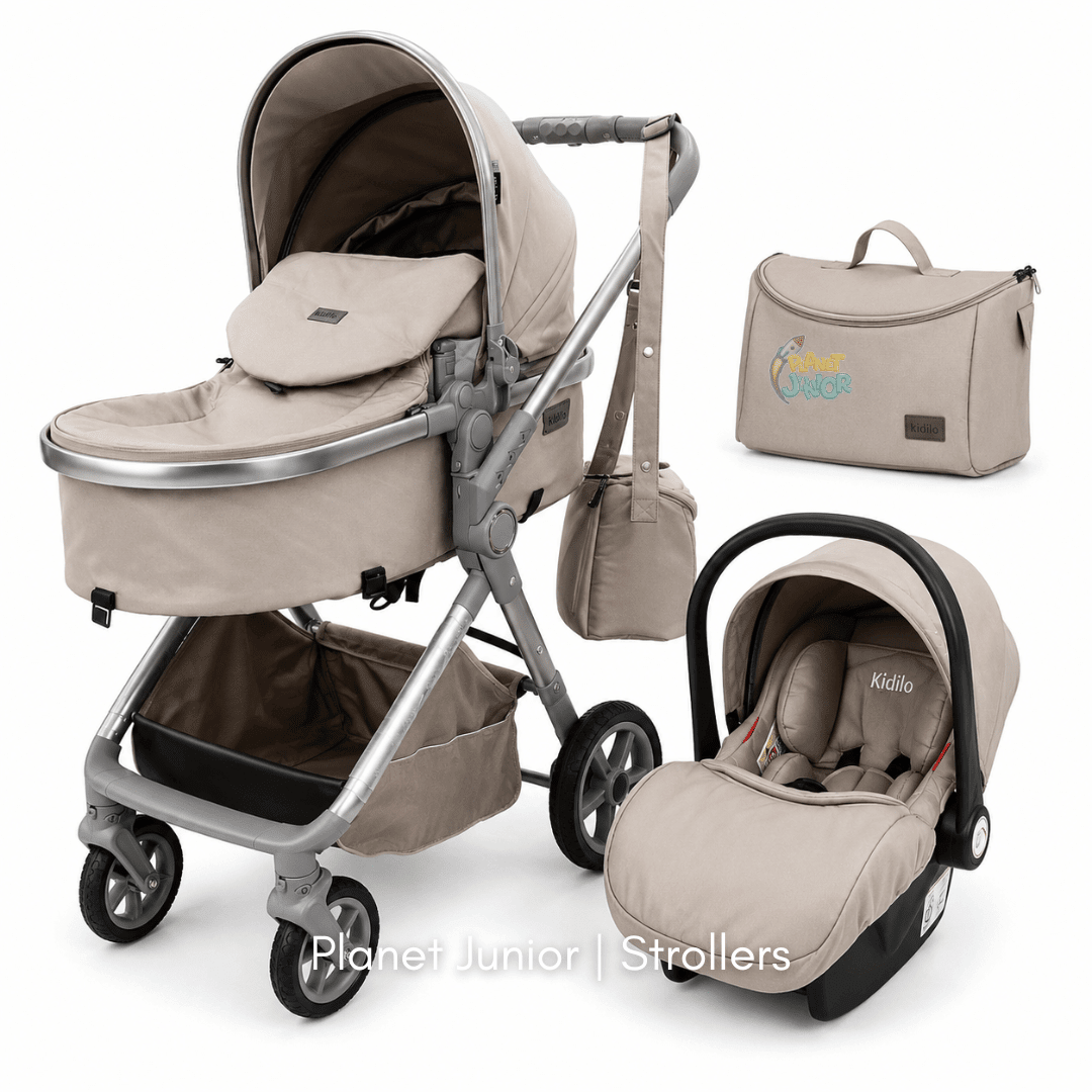 Kidilo Luxury 3-in-1 Baby Stroller, Car Seat & Mommy Bag Travel System
