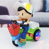 Electric Stunt Tricycle Toy with Bump-and-Go Lights & Music