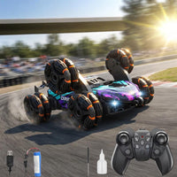 RC drift car steam effect activated during race – action shot