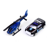 Alloy Police Car Multi-Level Parking Lot Playset for Kids