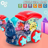 Transparent Gear Train with 3D Lights & Sound Toy for Kids