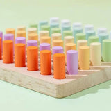 Wooden Color Sorting & Stacking Pegboard for Kids