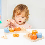 Wooden Shape Sorter - 4 Column Sorting Toy for Toddlers