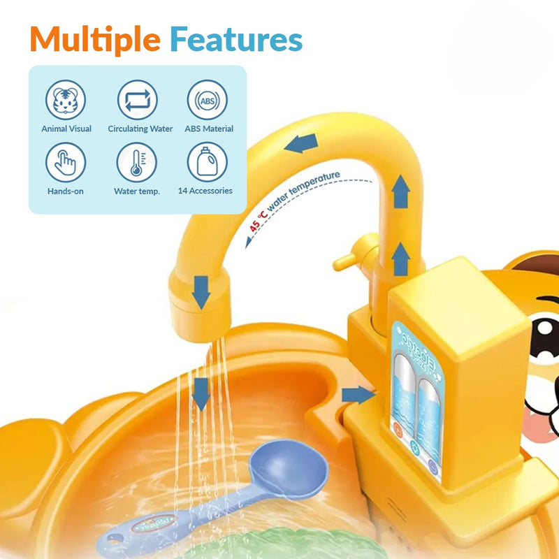 Kitchen sink toy set with tableware and play accessories