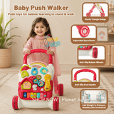 3-in-1 Interactive Baby Push Walker with Activity Panel & Activity Table