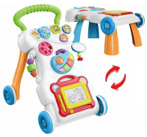 2-in-1 Baby Walker & Activity Table - Orange