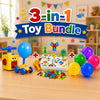 3-in-1 Kids Creative & Active Play Toy Bundle – Balloon Car, Drill Playset & Ball