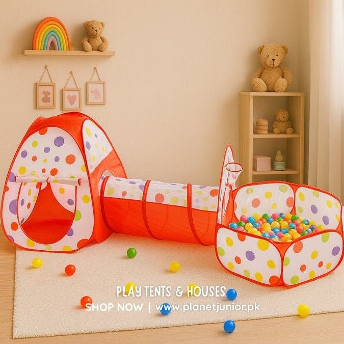 3-in-1 Pop-Up Tunnel Tent Set – Play Tent, Crawl Tunnel & Ball Pit for Kids