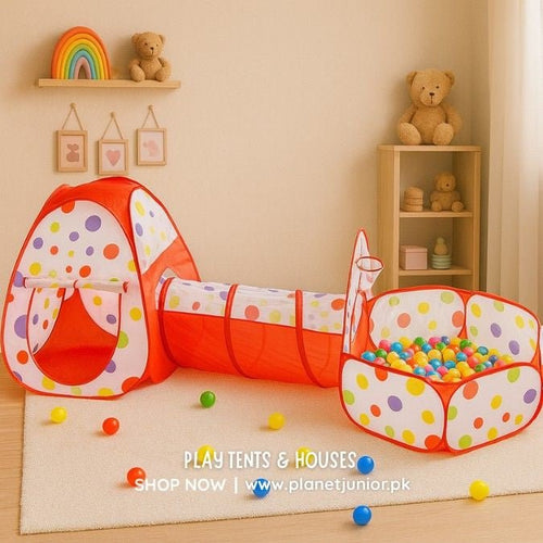 3-in-1 Pop-Up Tunnel Tent Set – Play Tent, Crawl Tunnel & Ball Pit for Kids