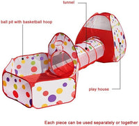 3-in-1 pop-up tent with crawl tunnel and ball pit for toddlers