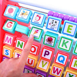 5-in-1 Multifunction Learning Shelf with Drawing Board & Alphabet Blocks
