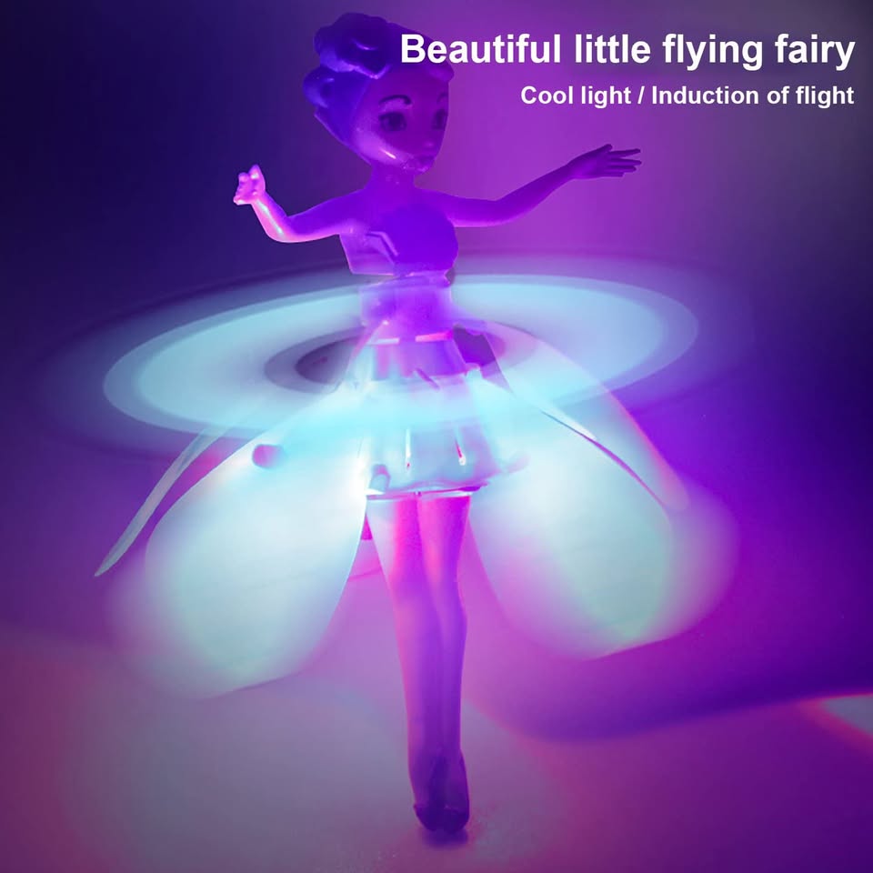 Hand motion sensor control for flying fairy toy