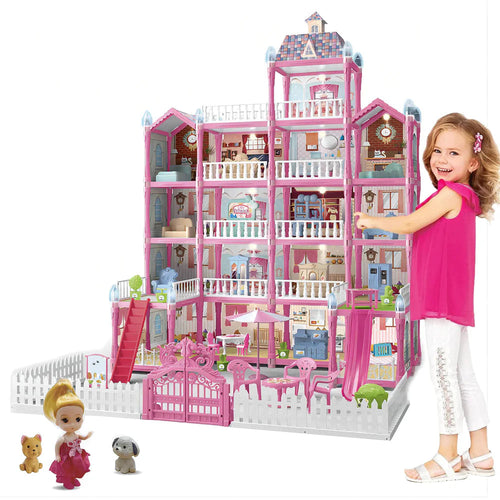 379-Piece DIY Doll House Villa front view - 5-storey 17-room mansion