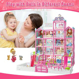 379-Piece DIY Doll House Villa – 5-Storey 17-Room Mansion