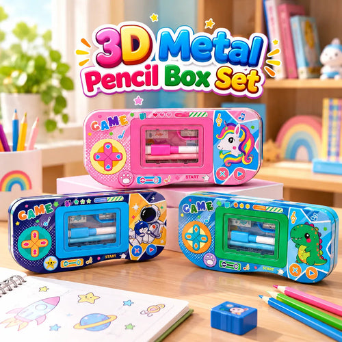 3D Metal Pencil Box for Kids – Dinosaur & Astronaut Design