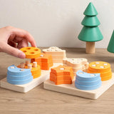 Wooden Shape Sorter - 4 Column Sorting Toy for Toddlers