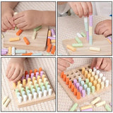 Wooden Color Sorting & Stacking Pegboard for Kids