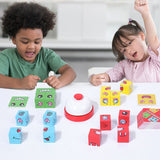 Face Change Cube Game - Wooden Expression Matching Puzzle for Kids