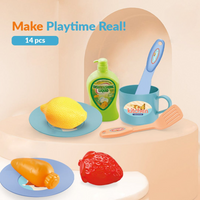Electric kitchen sink toy set with colorful toy fruits