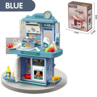 Kitchen playset stove with turning knobs and opening doors