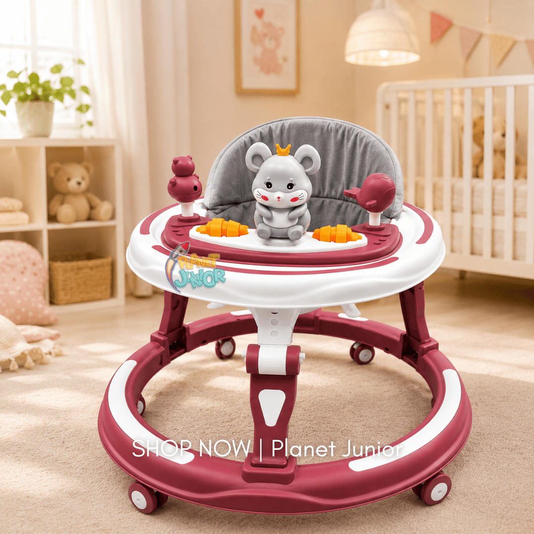 Interactive Baby Learning Walker with Music, Activity Tray & Padded Seat