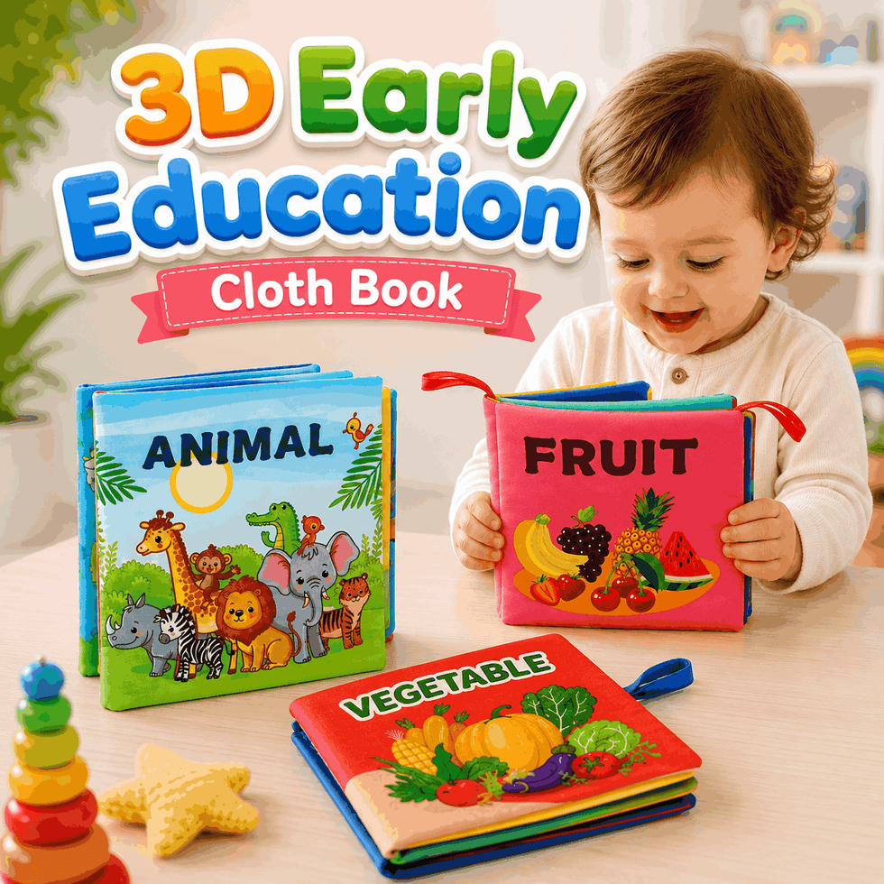 3D Early Education Cloth Book for Kids – Soft Fabric Animal Learning Book