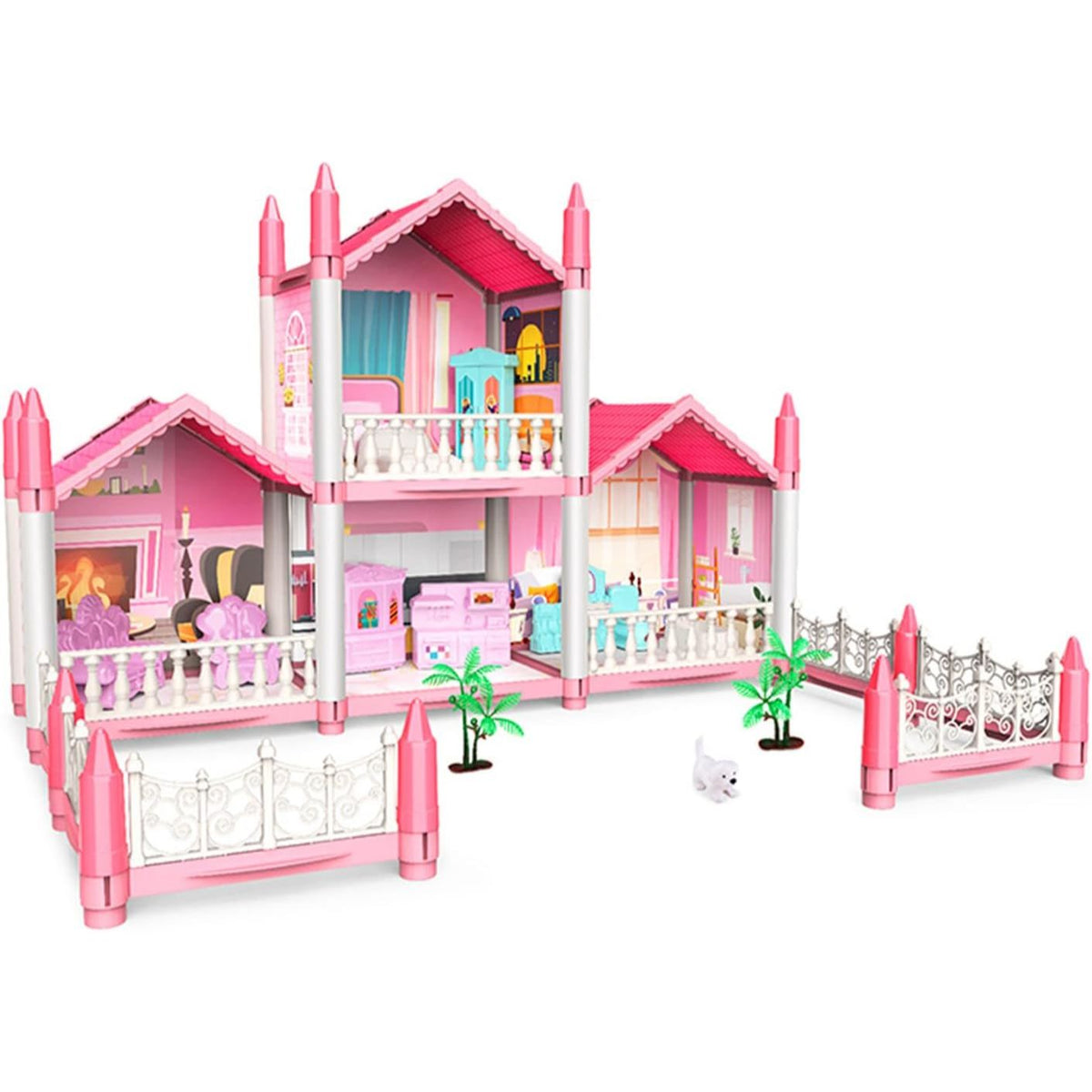 4-Room Doll House Villa Set – 3-Storey DIY Playset