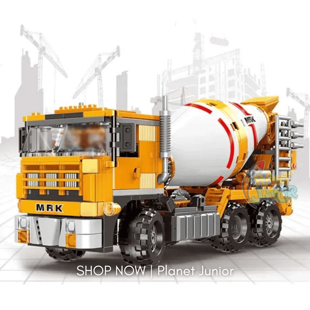 Construction Cement Mixer Truck Building Block Set – 654 Pieces